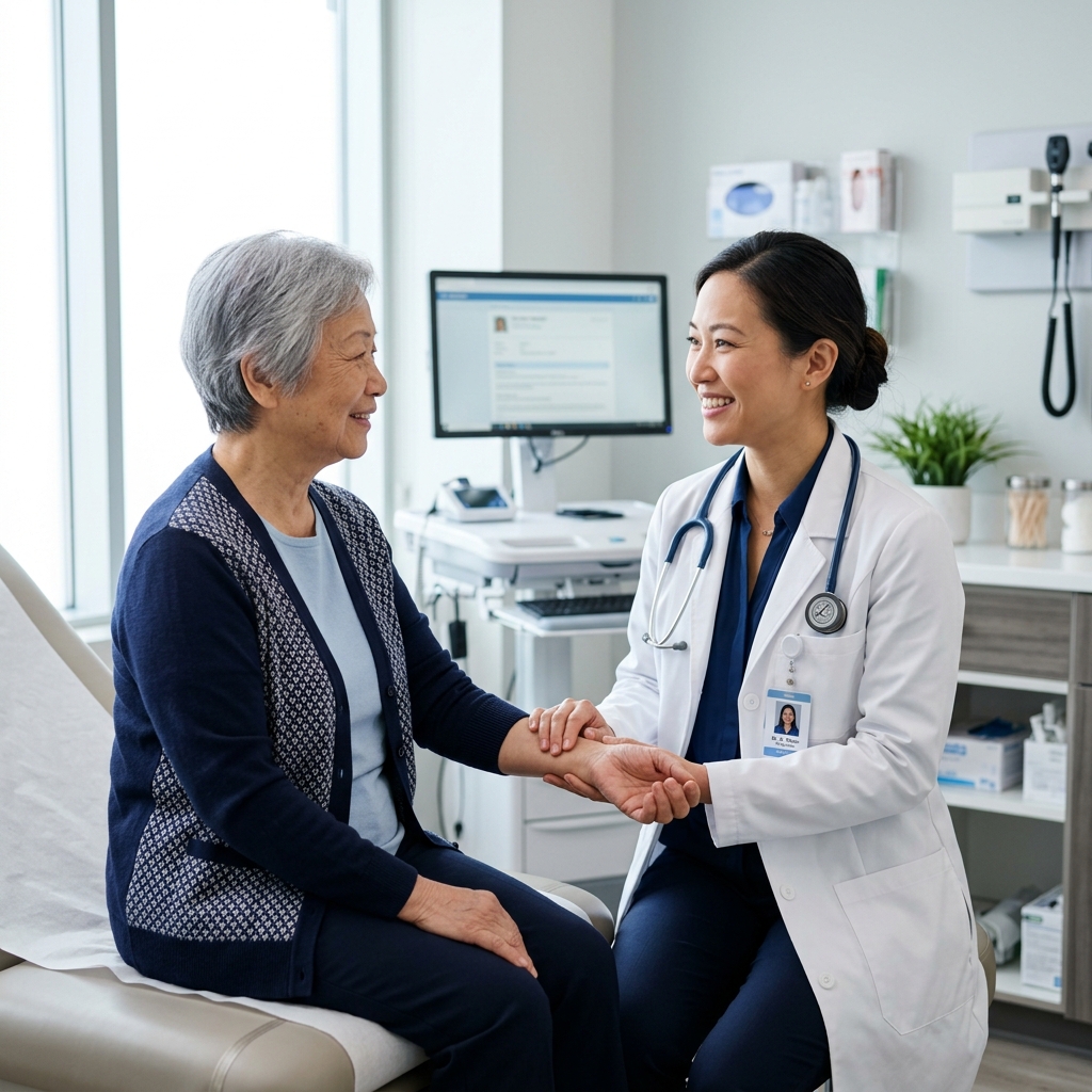 Medical professional with patient