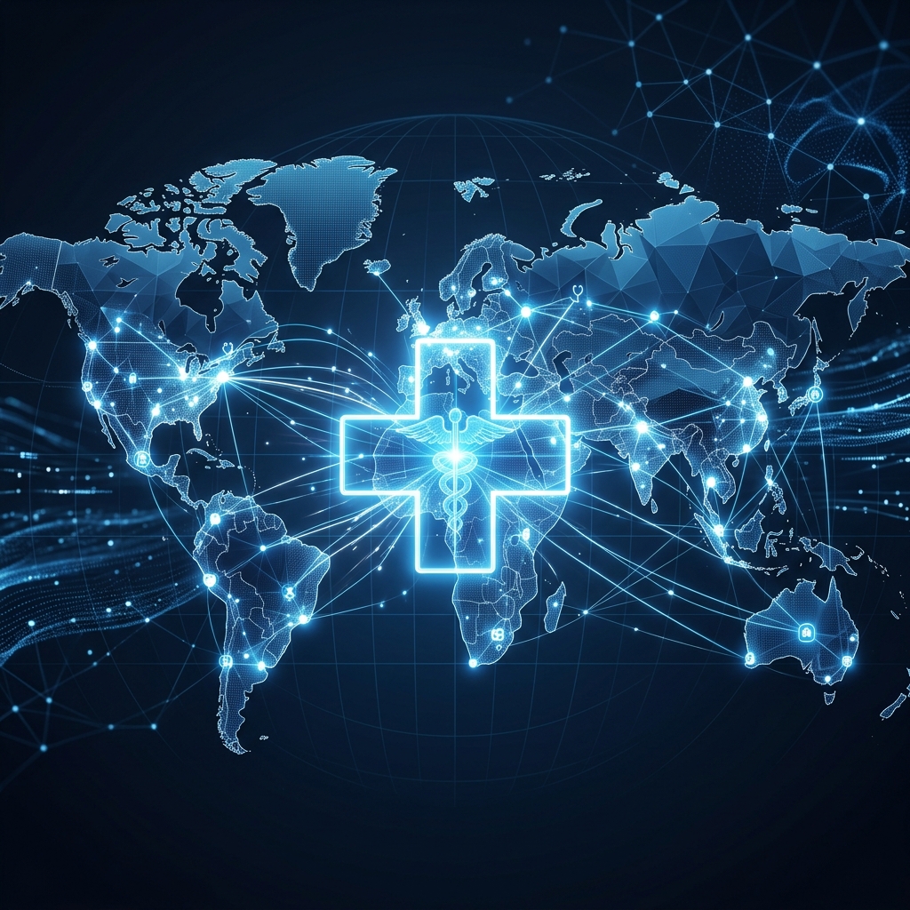Global healthcare connectivity symbol